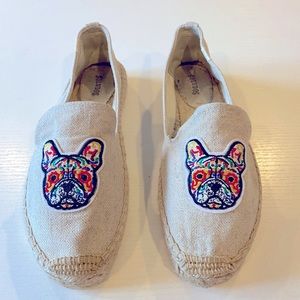 French Bulldog Soludos espadrilles. Like new. Excellent quality.